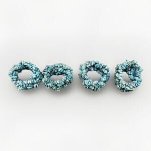 Turquoise Stone Chip Napkin Rings Set Of 4 Blue Table Decor Dining